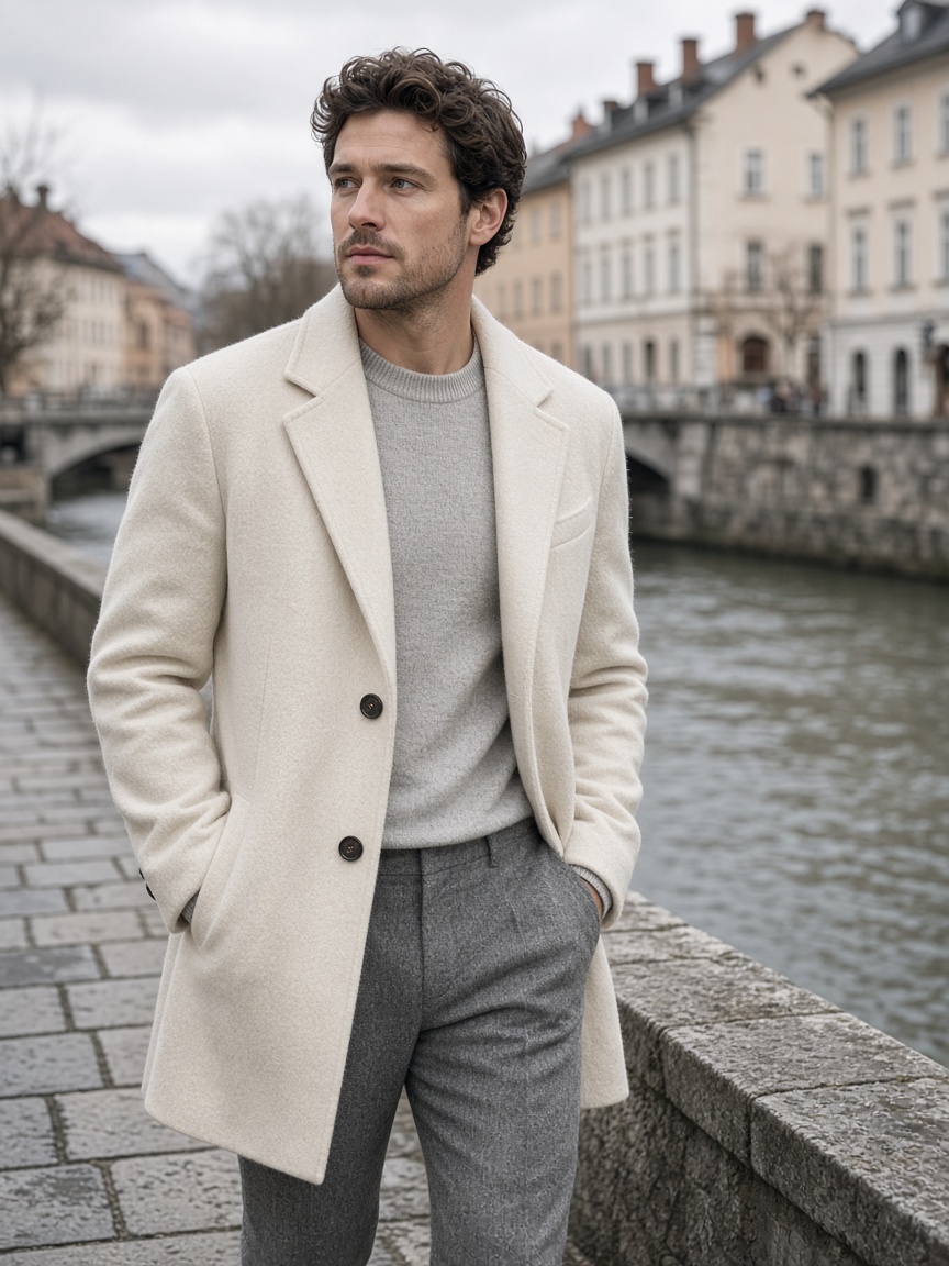 Ivory jacket, river